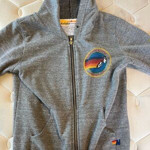 Aviator Nation Kids Gray Hoodie with Rainbow Patch